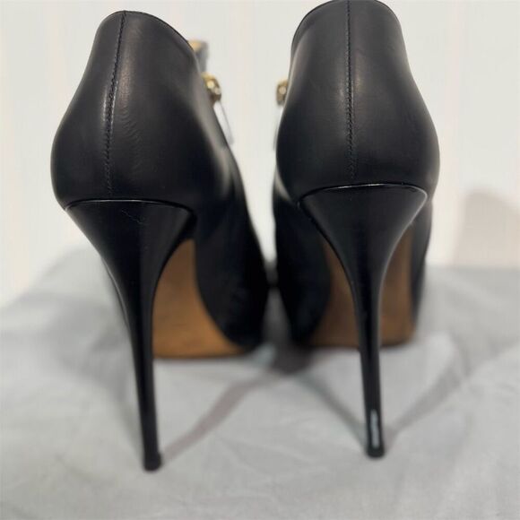 Jimmy Choo Black Leather Platform Ankle Booties Heels Size 39 EU / 8.5 US - Picture 6 of 10